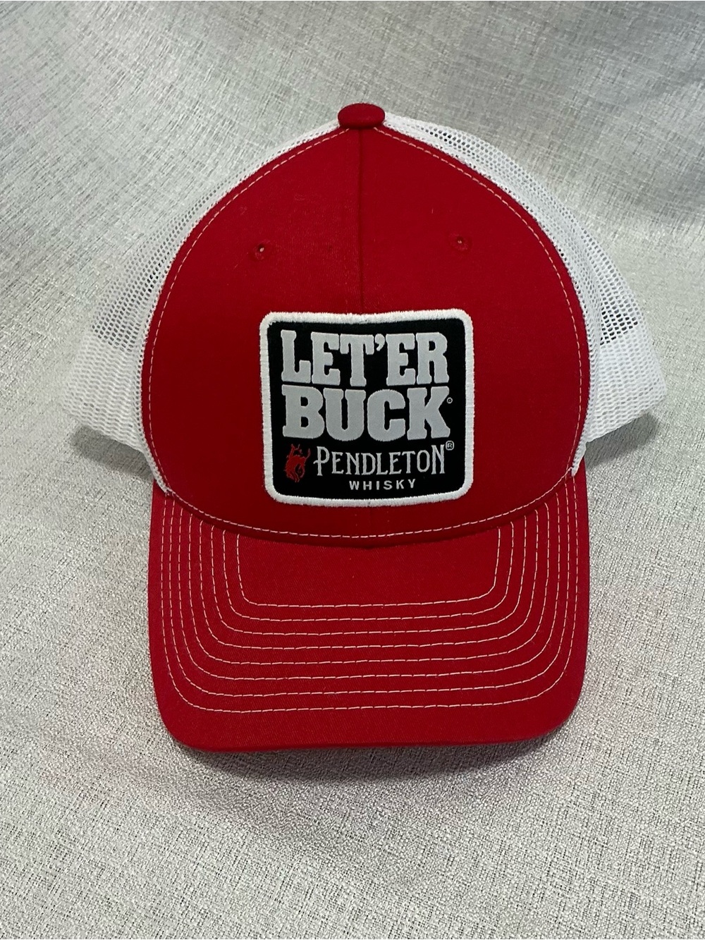 Pendleton Whiskey Red and White Let's'er Buck Mesh Trucker Hat SnapBack
